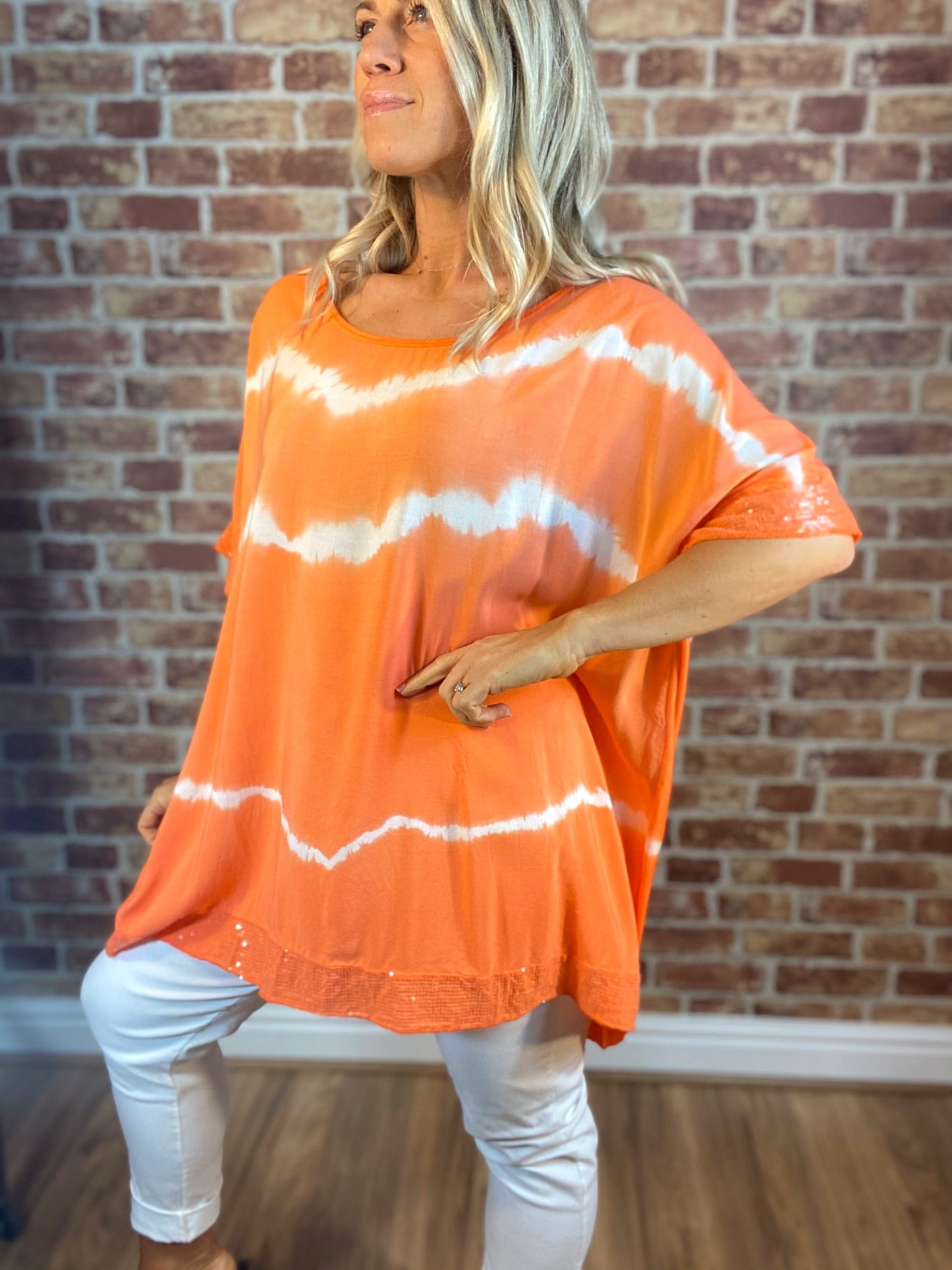 Tie Dye Sequin Trim Top