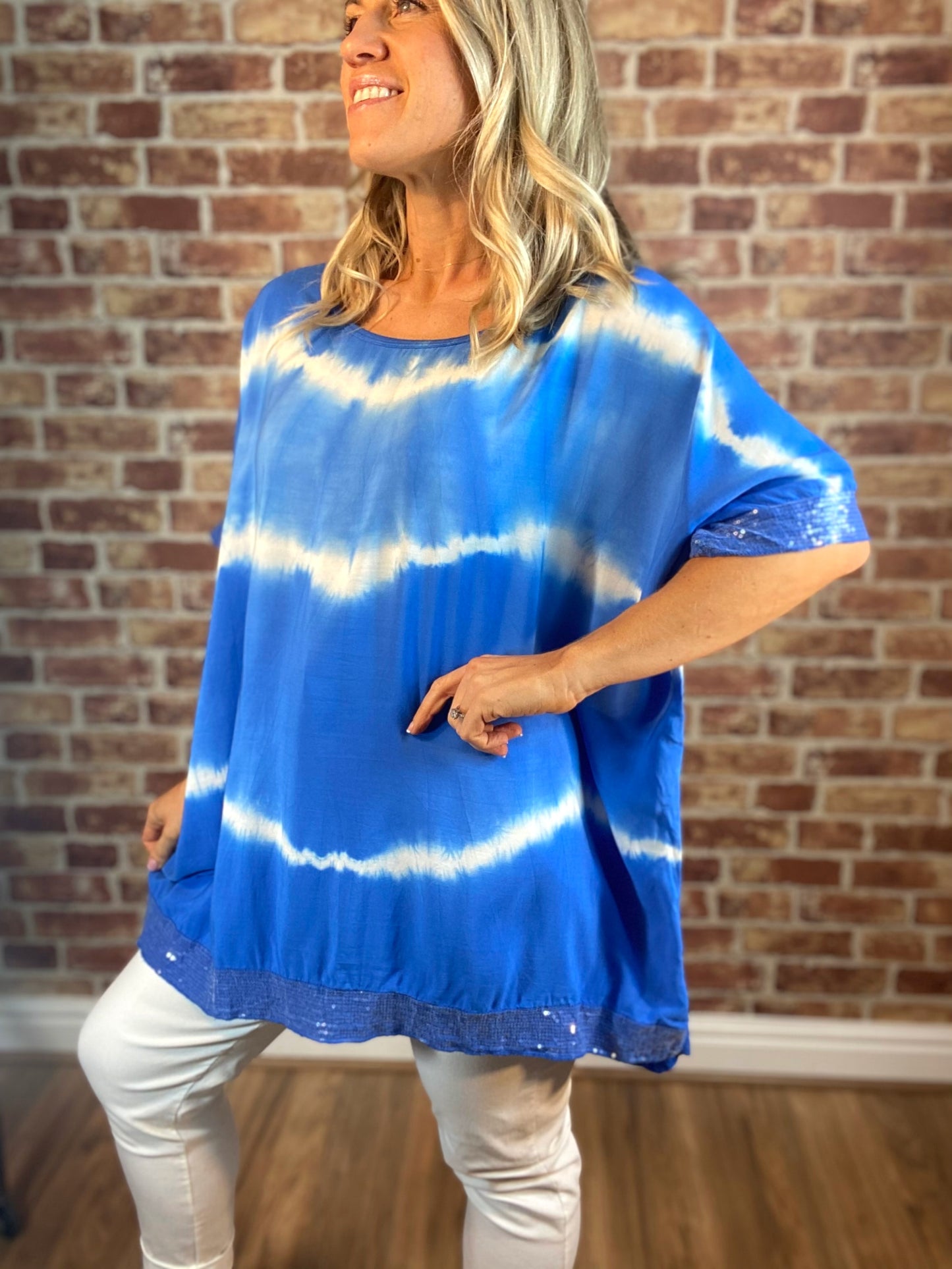 Tie Dye Sequin Trim Top