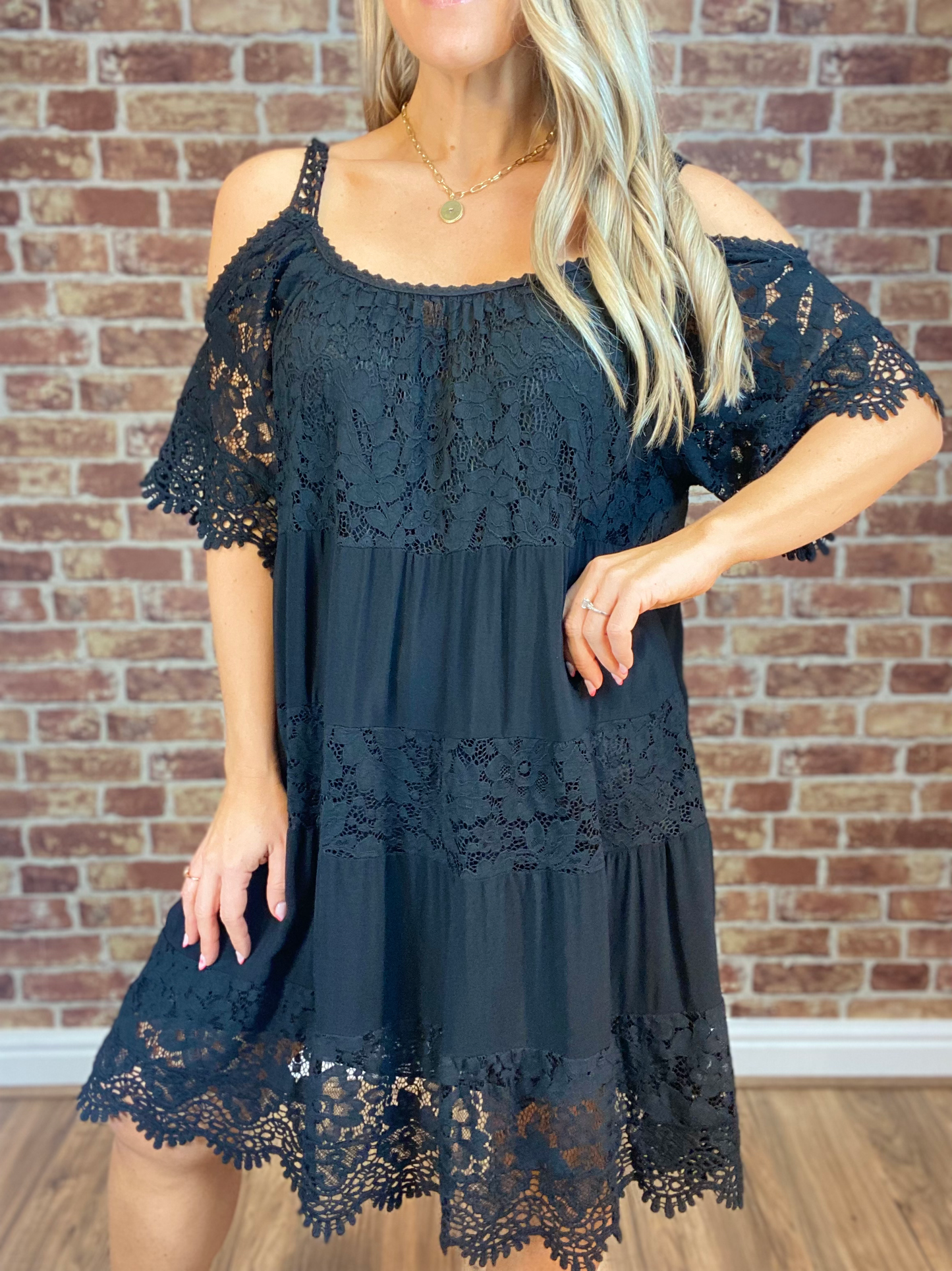 Lace Cold Shoulder Dress