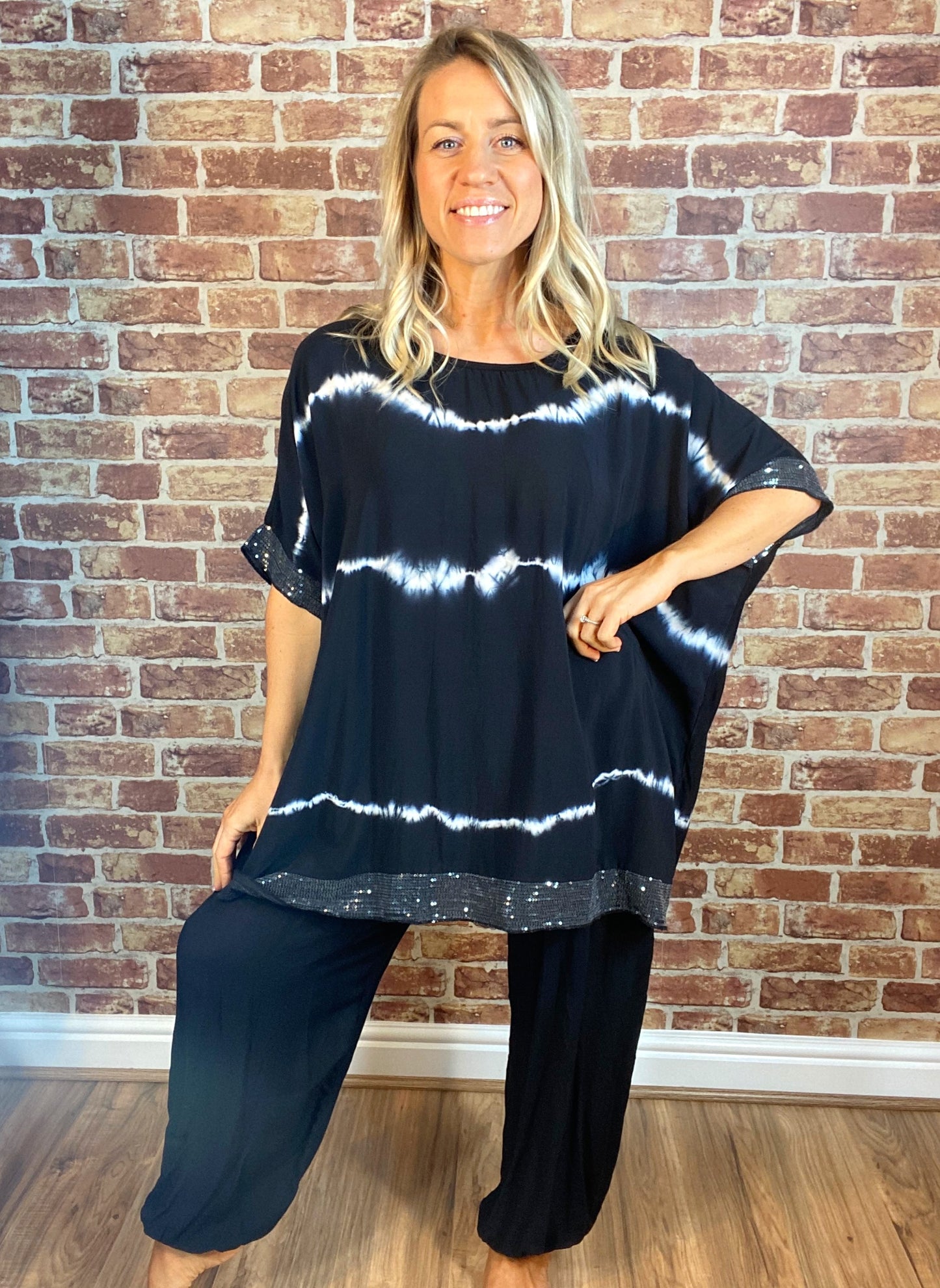 Tie Dye Sequin Trim Top