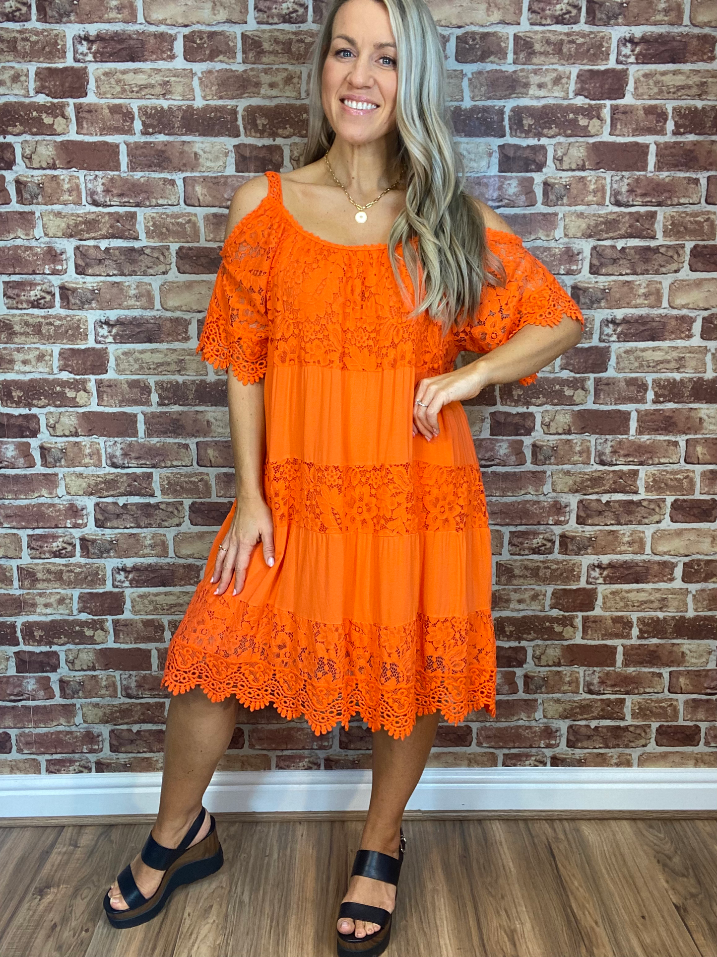 Lace Cold Shoulder Dress