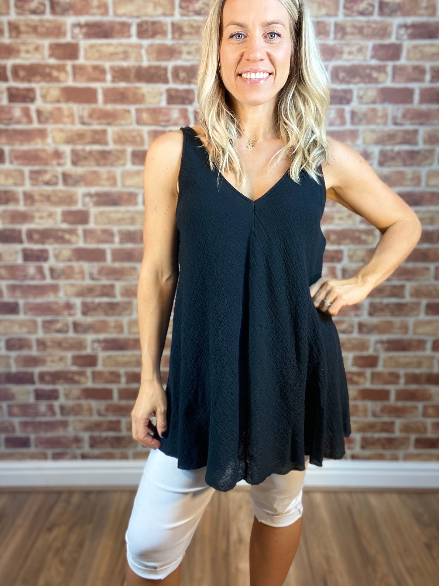 Crinkle Open Vest Top