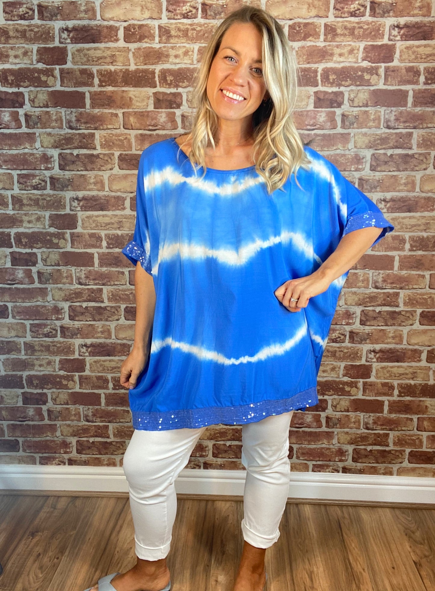 Tie Dye Sequin Trim Top