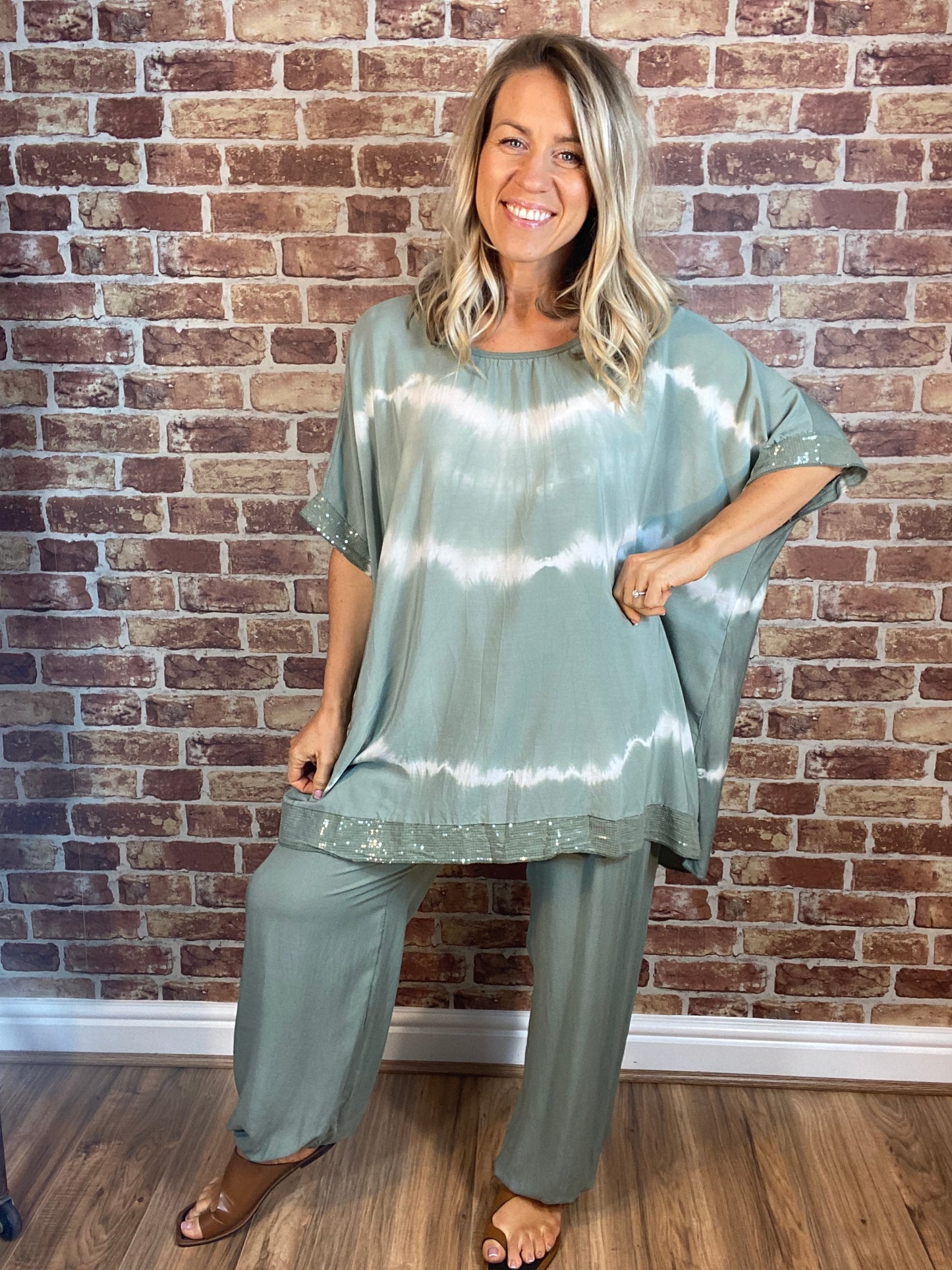 Tie Dye Sequin Trim Top