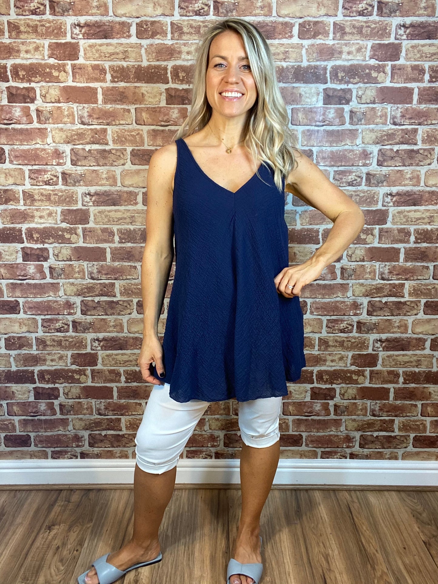 Crinkle Open Vest Top