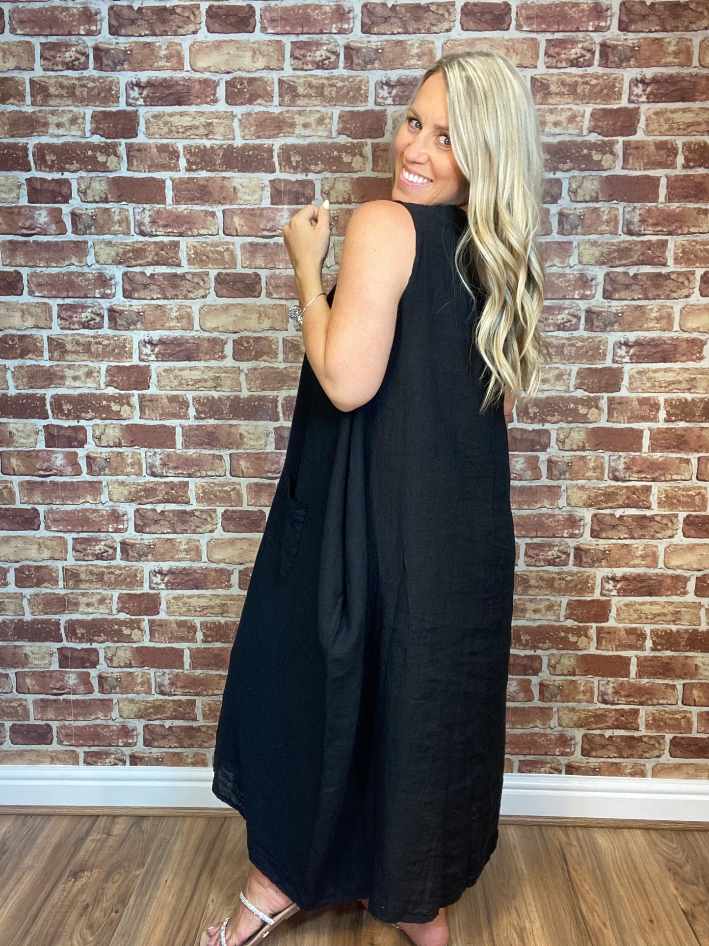 Linen Button Buddy Dress
