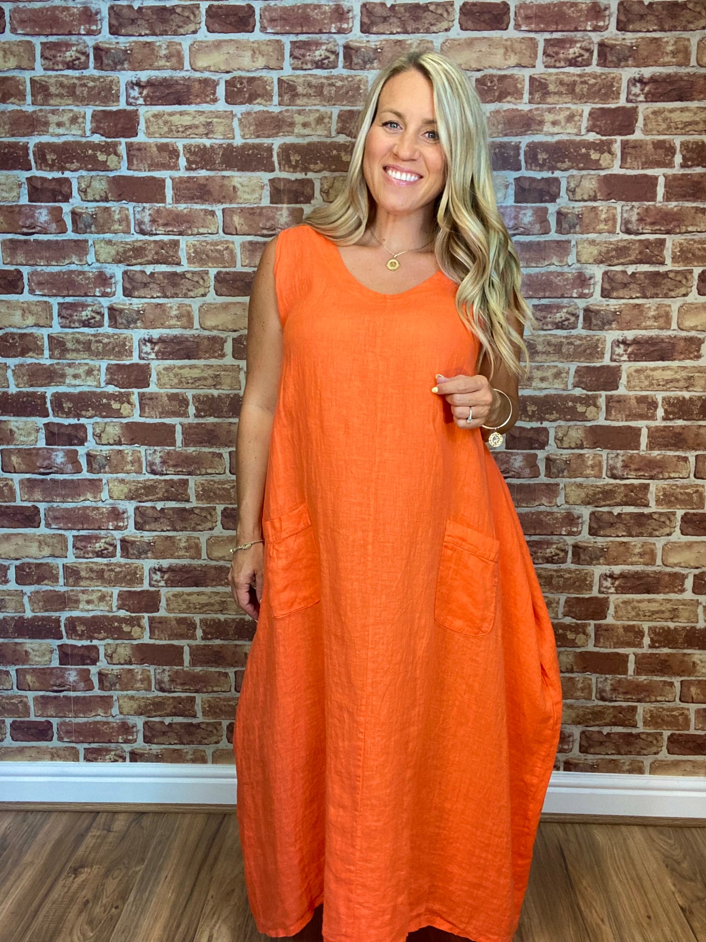 Linen Button Buddy Dress