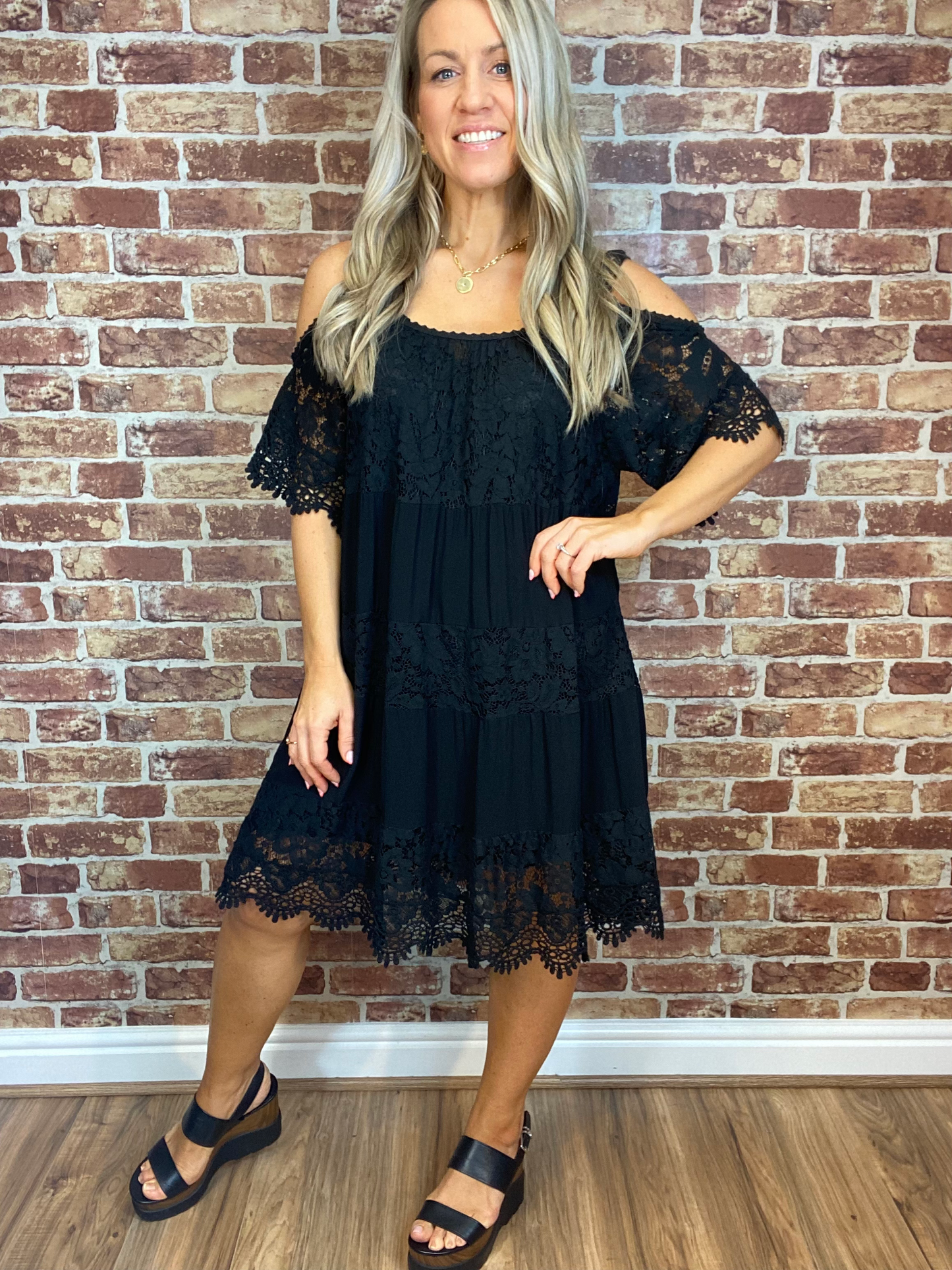 Lace Cold Shoulder Dress