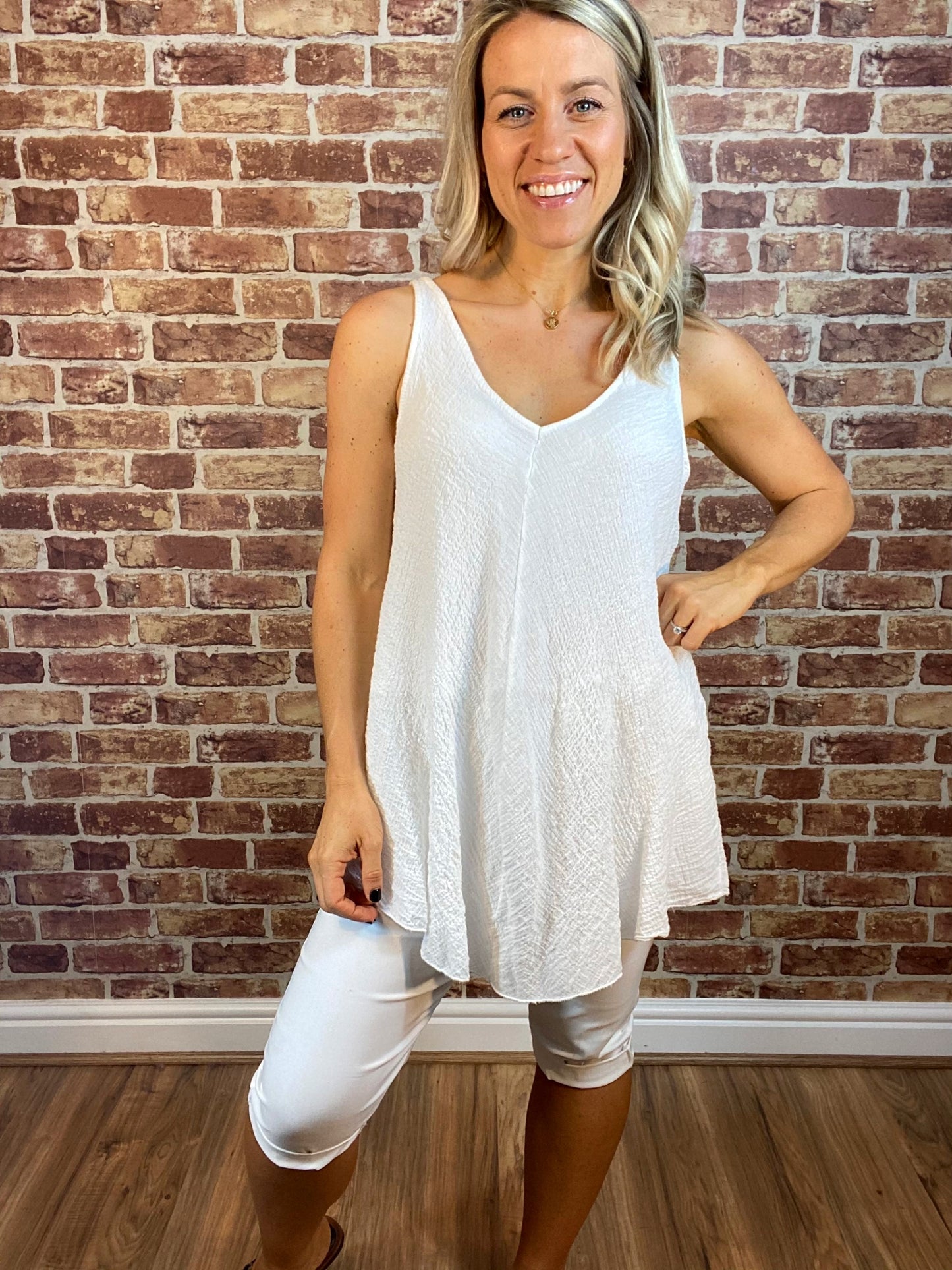 Crinkle Open Vest Top