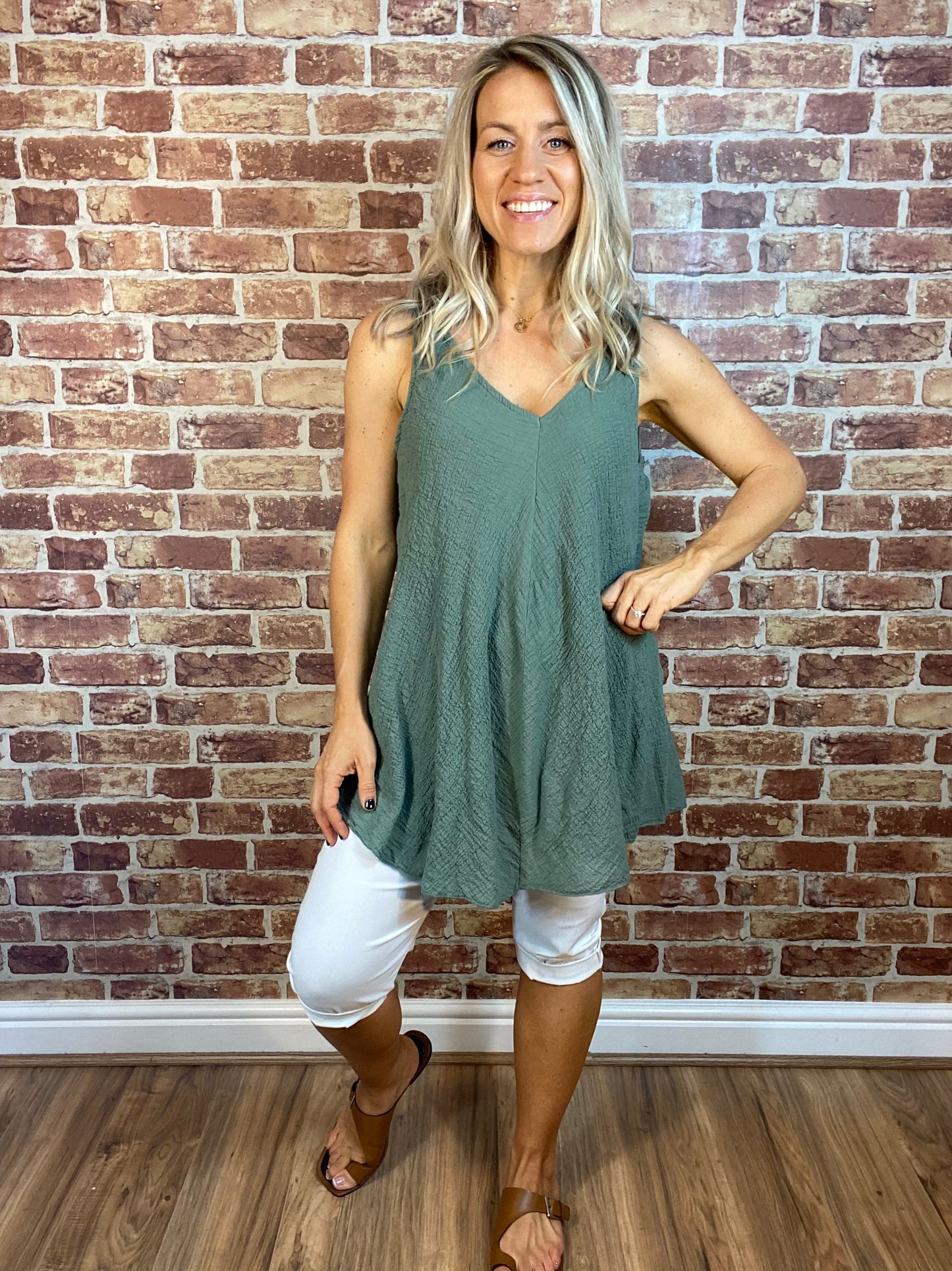 Crinkle Open Vest Top