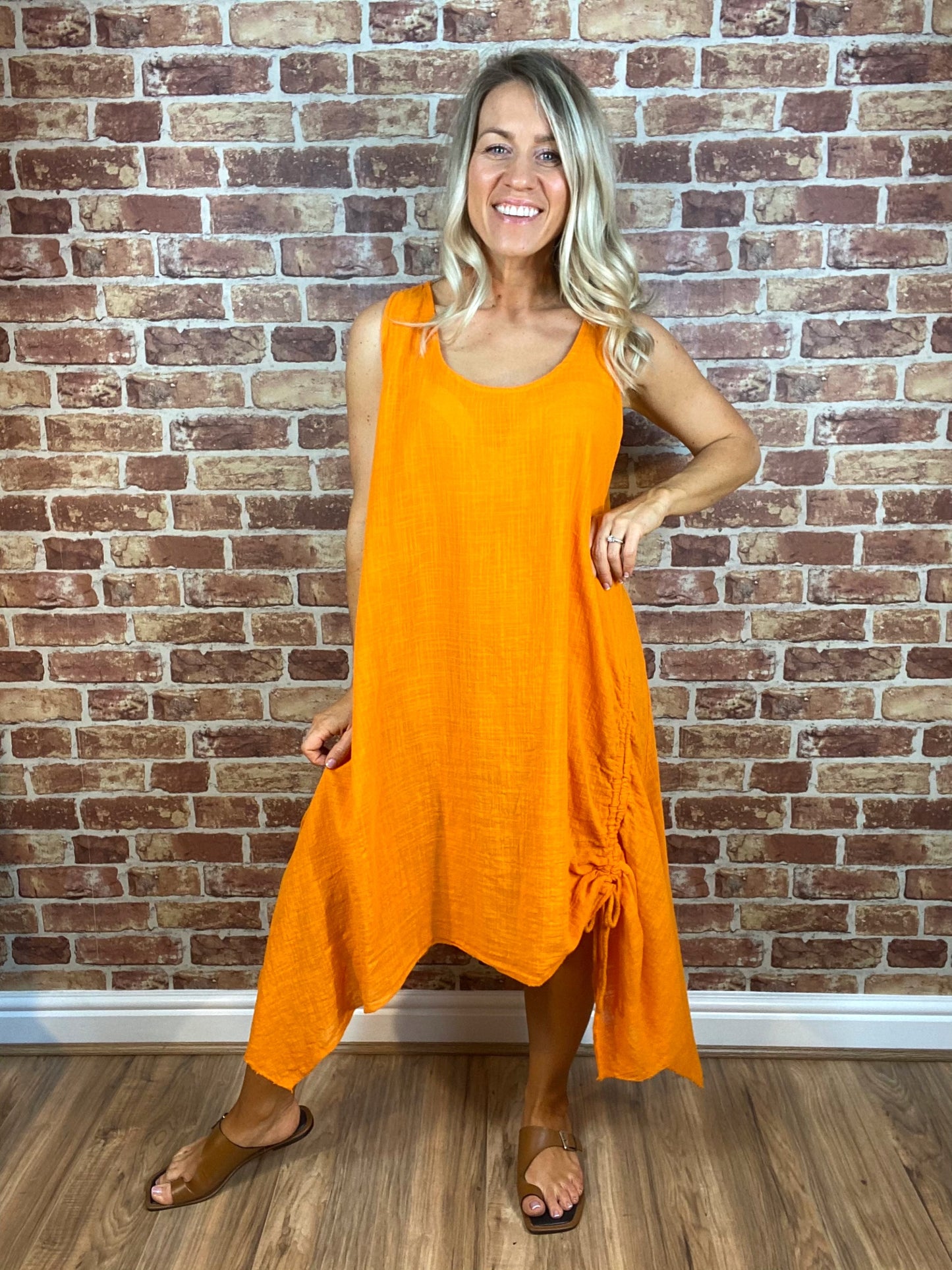 Cotton Ruched Side Dress