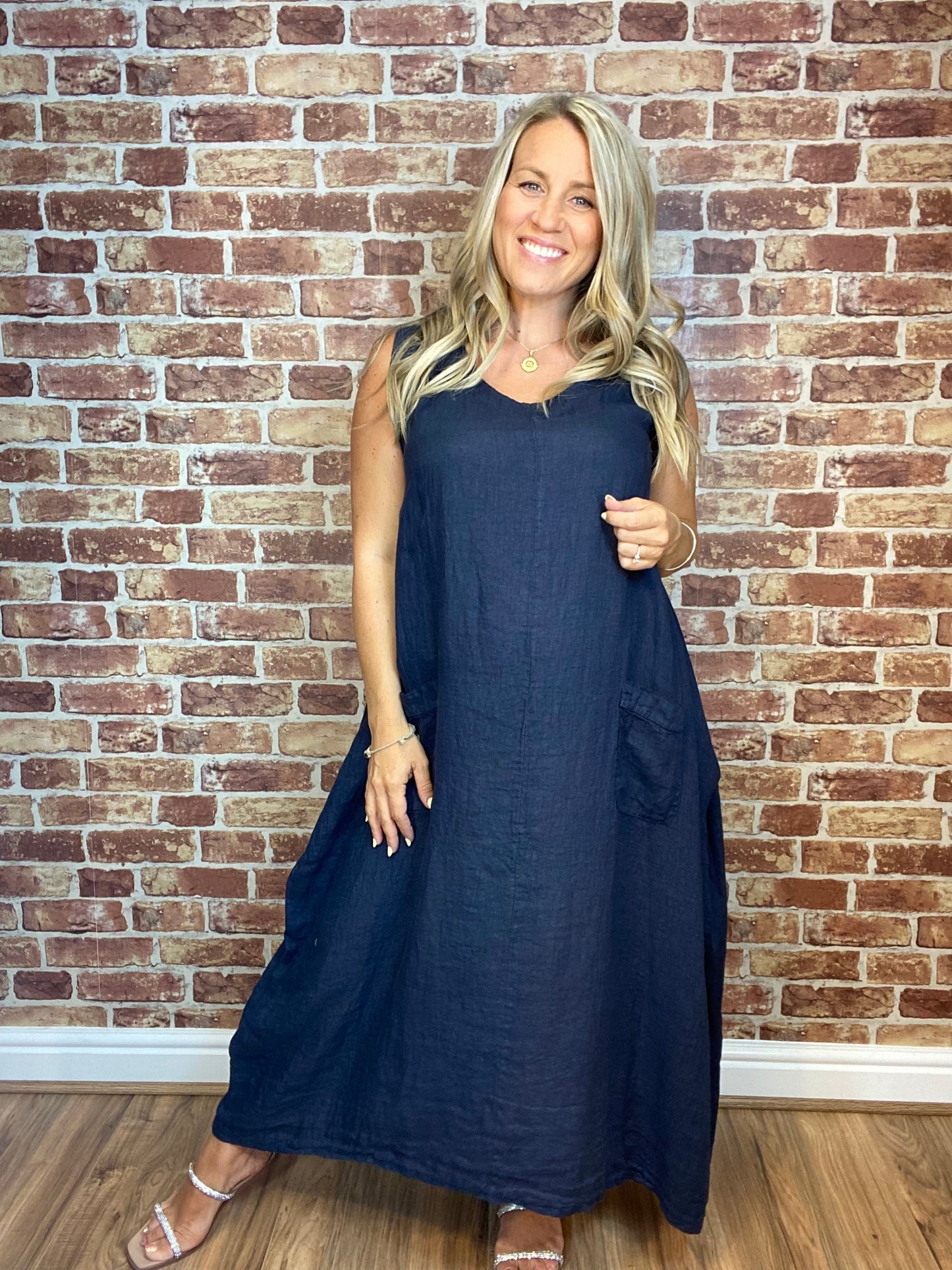 Linen Button Buddy Dress