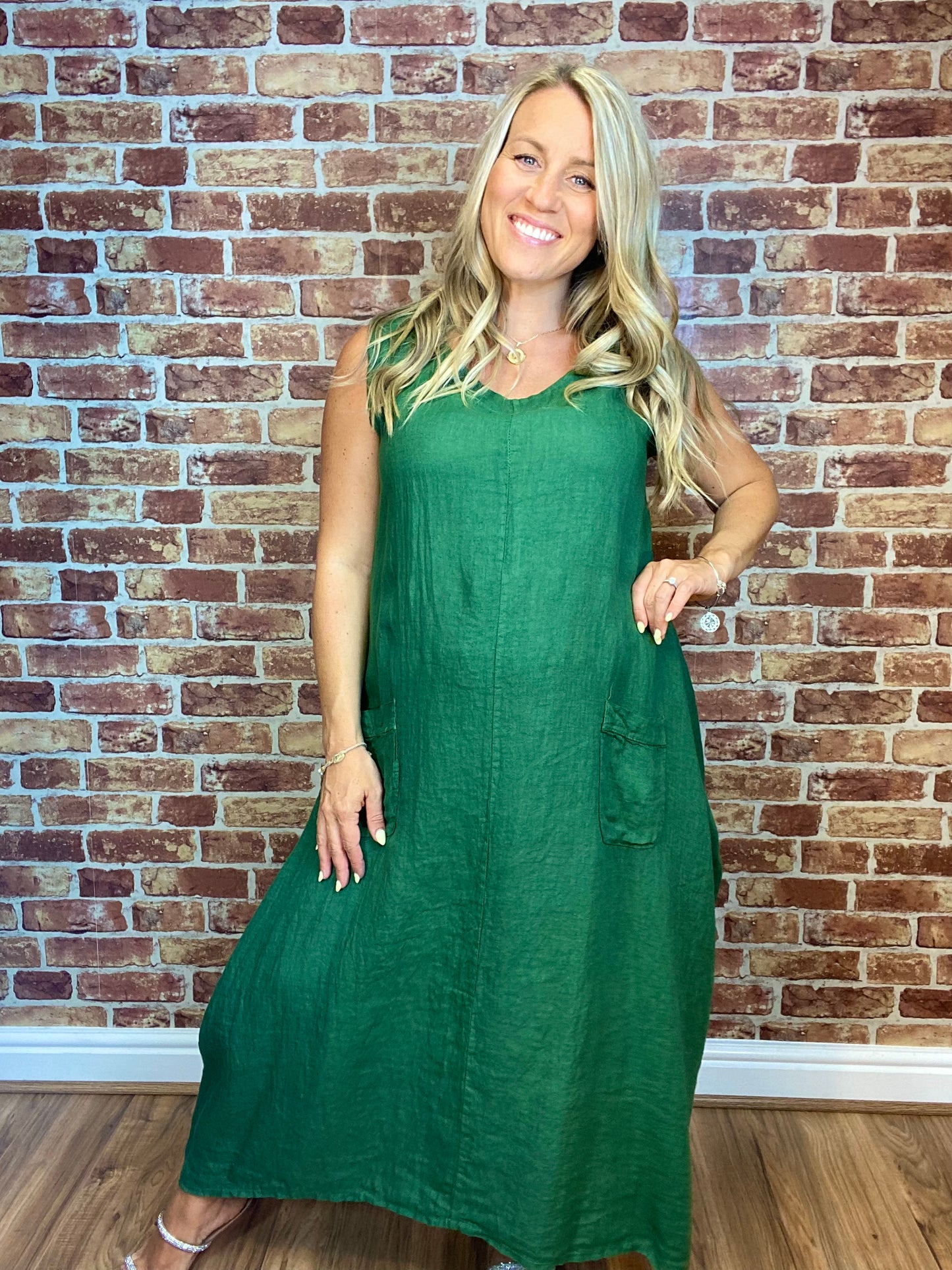 Linen Button Buddy Dress