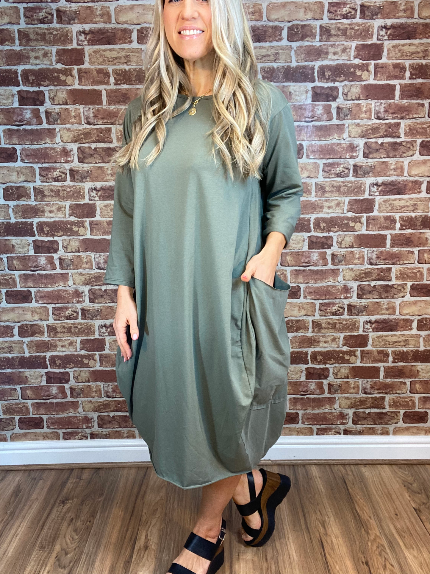All Shook Up Dress#colour_khaki
