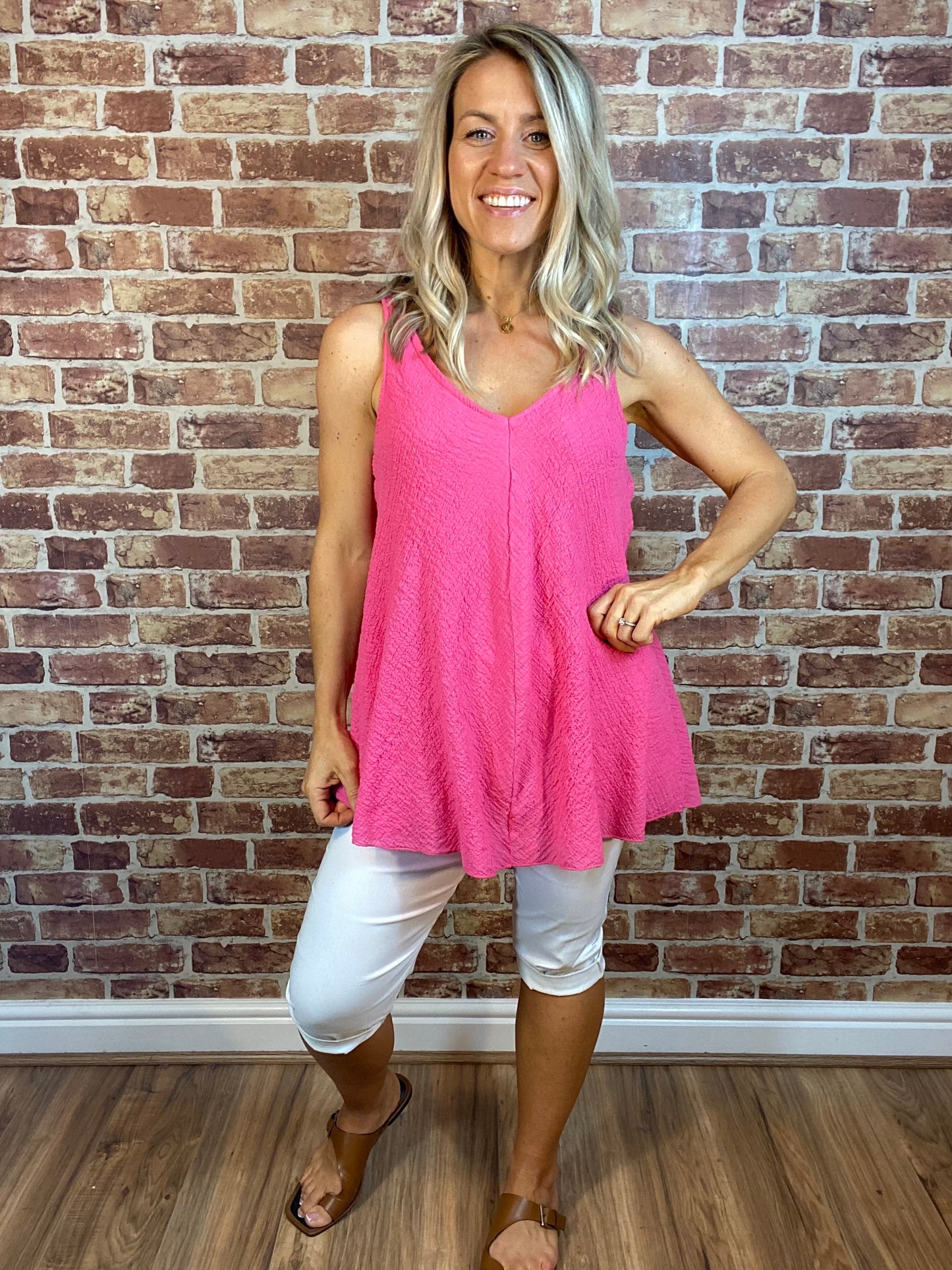 Crinkle Open Vest Top