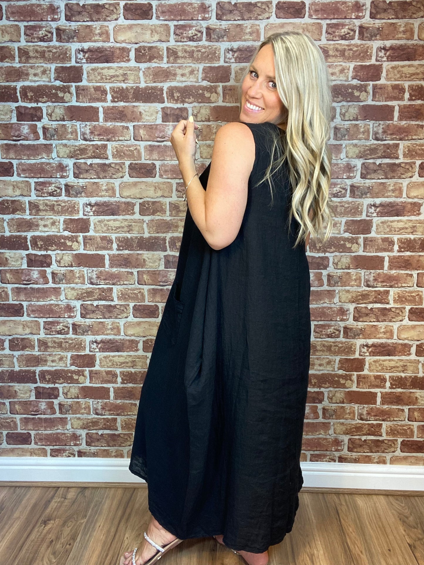 Linen Button Buddy Dress