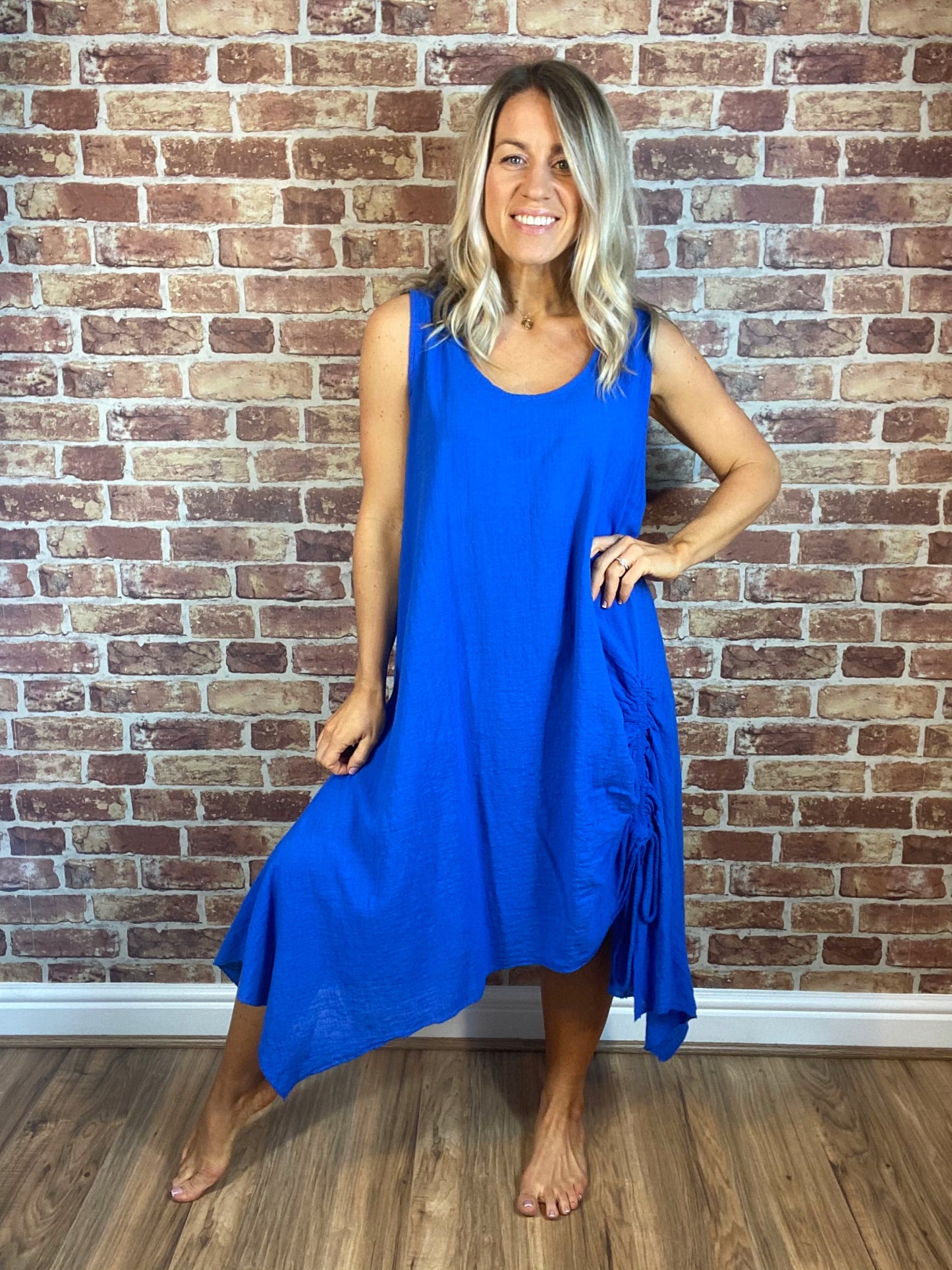 Cotton Ruched Side Dress