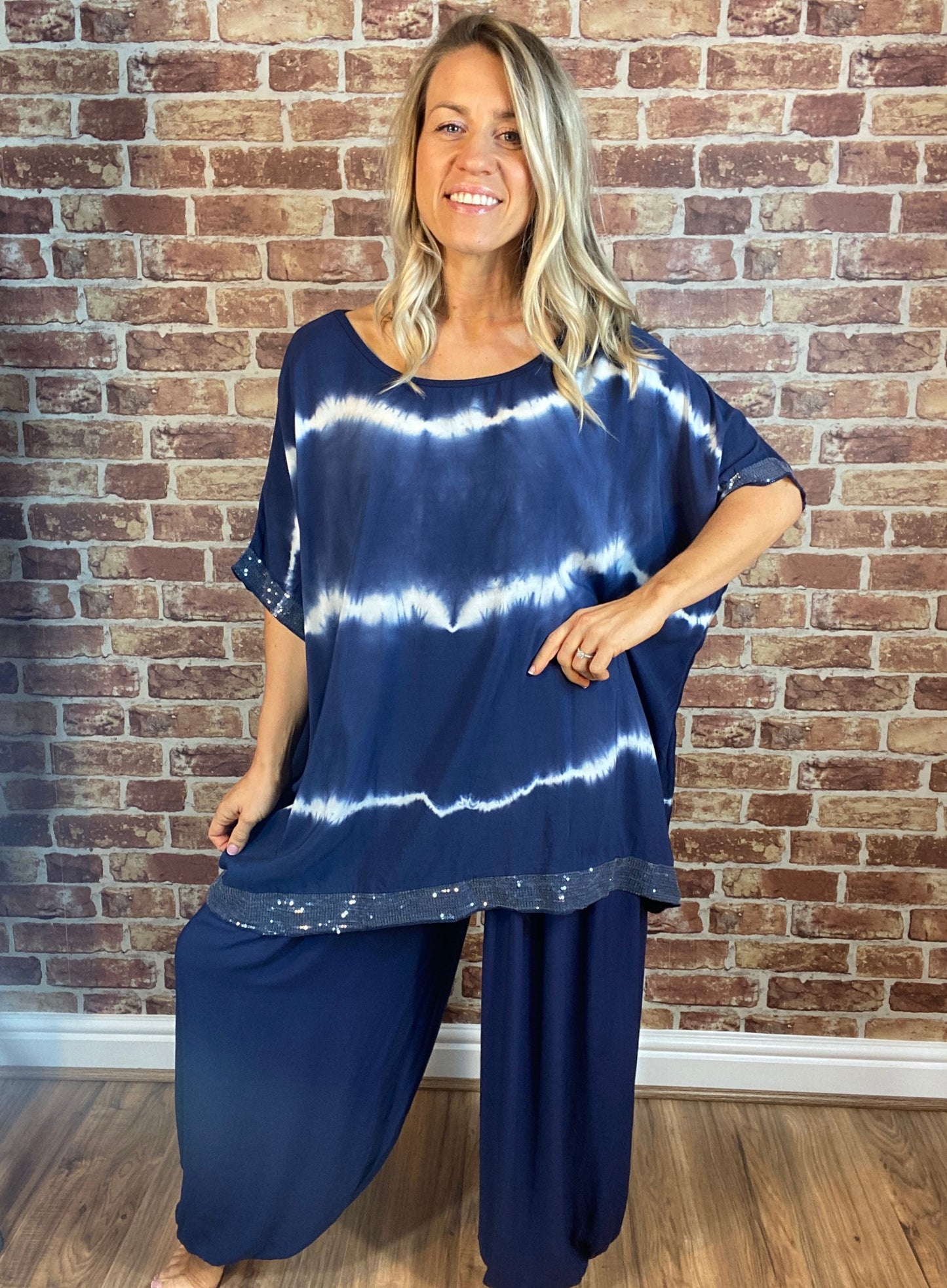 Tie Dye Sequin Trim Top