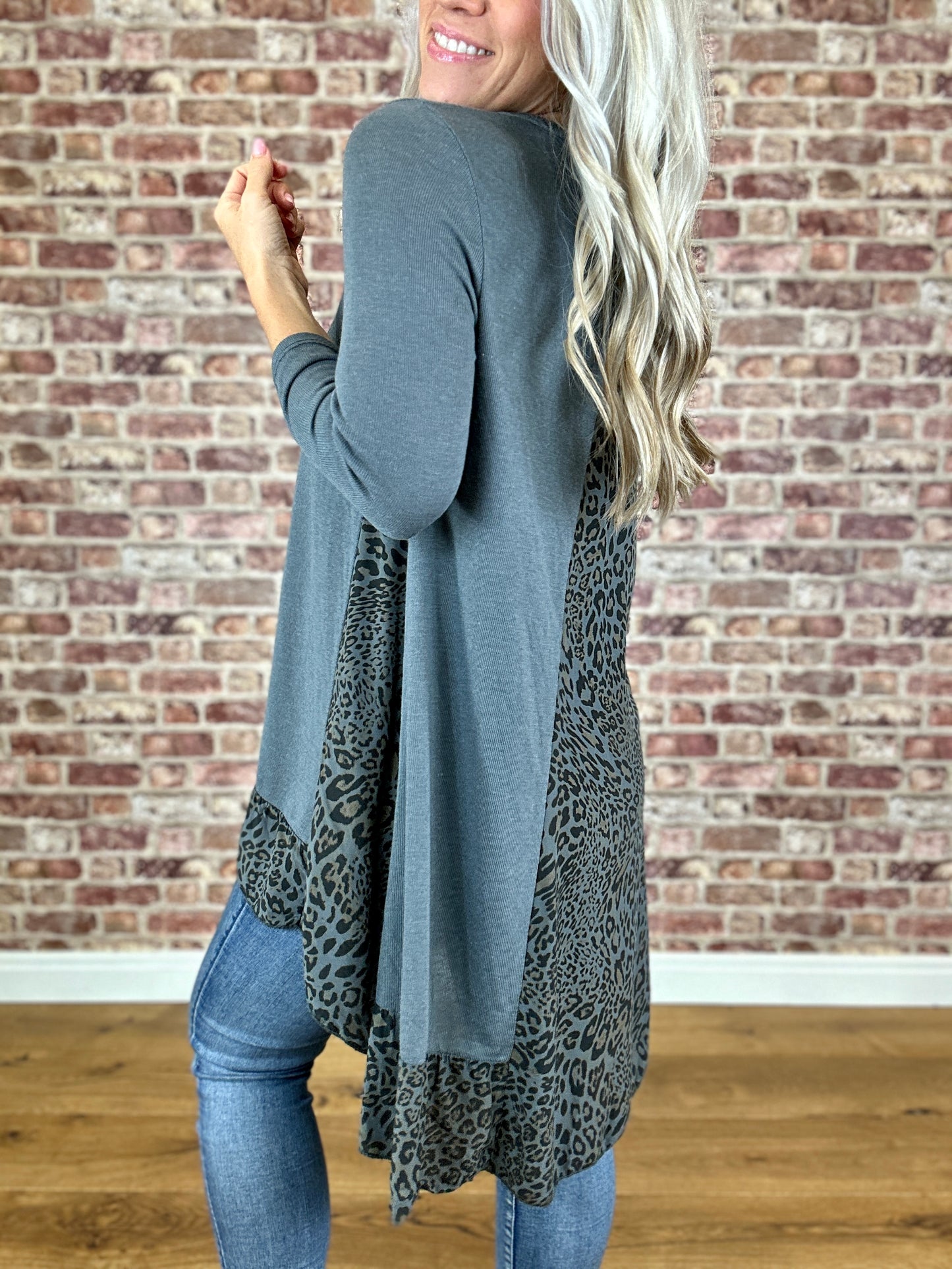 Leopard Flare Top