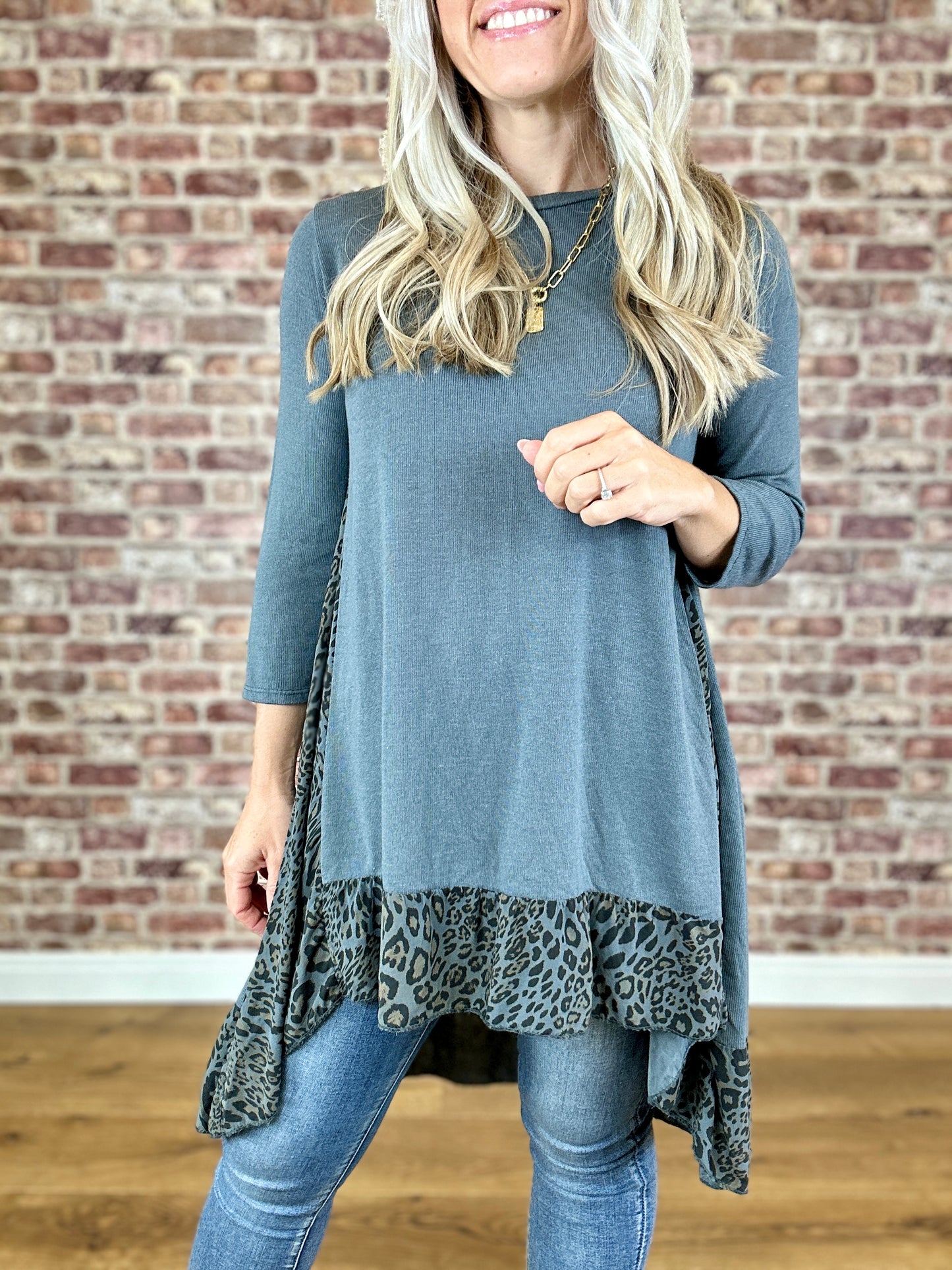 Leopard Flare Top