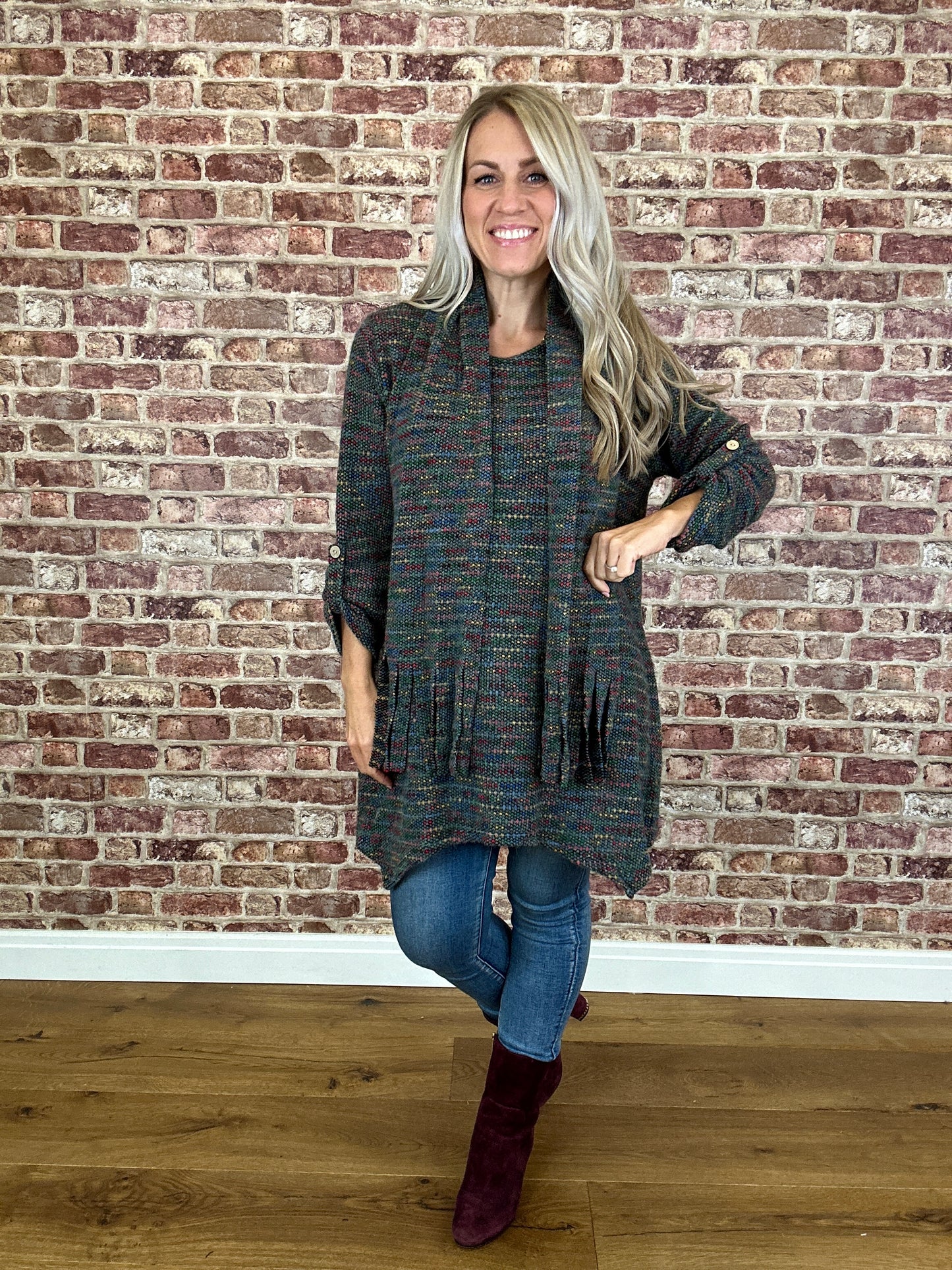 Colour Snuggle Top With Scarf