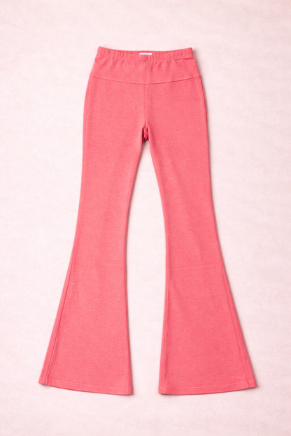coral leggings on a pink background
