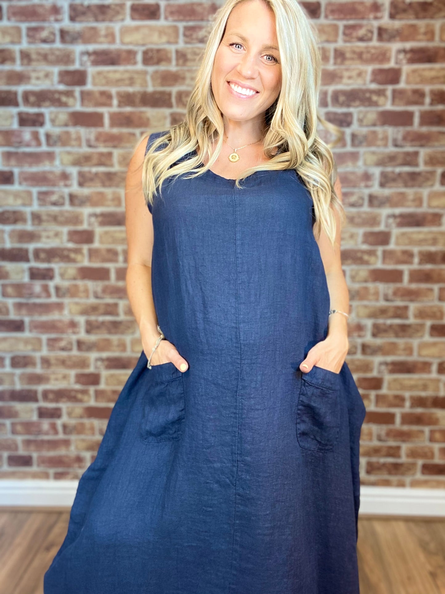 Linen Button Buddy Dress