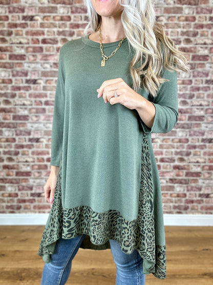 Leopard Flare Top