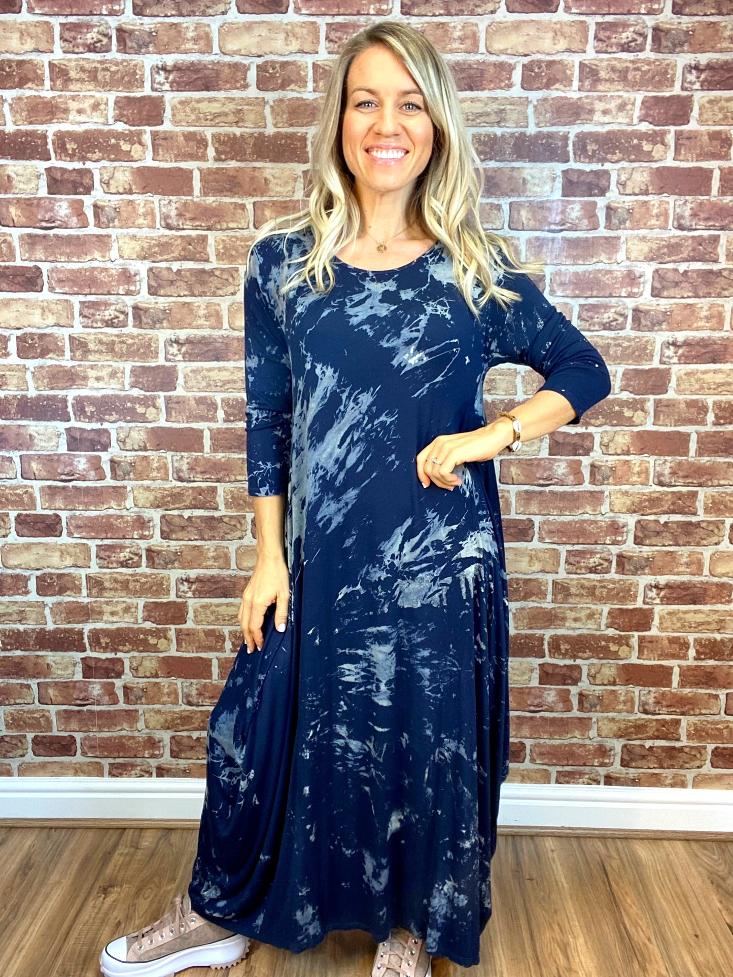 Splash Panel Dress- 3/4 Sleeve